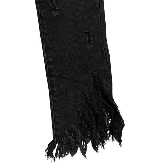 Almost Famous The Must Have Mid Rise Ankle Stretch Distressed Fringe Juniors 3 - Picture 9 of 16